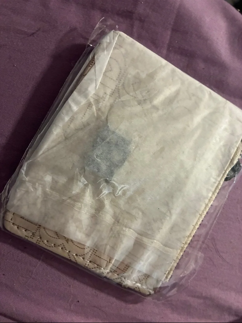 Badgley Mischka Beige Monogram Card Holder with Black Logo - Picture 4 of 5